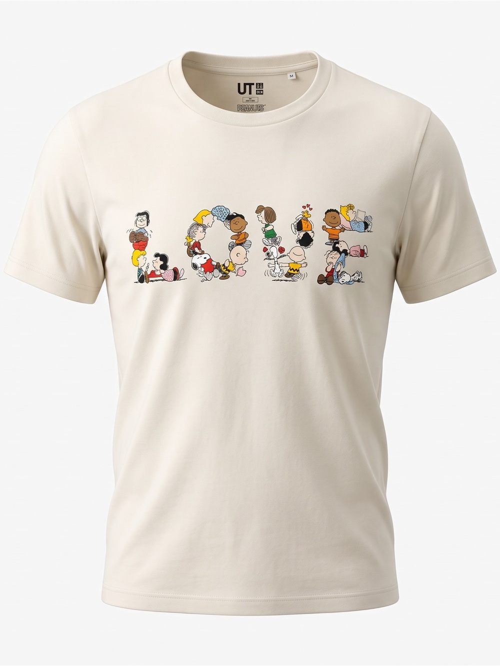 UNIQLO UT Peanuts Snoopy LOVE T-Shirt Cream Graphic Tee Size M